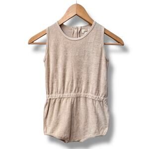 The Simple Folk Romper Girls Size 6-7 Ecru Organic Cotton Terry Cloth One Piece
